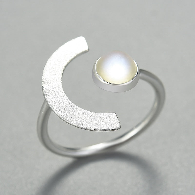 Sanftes Mondlicht | Einstellbarer Designer-Ring | 925 Sterling Silber